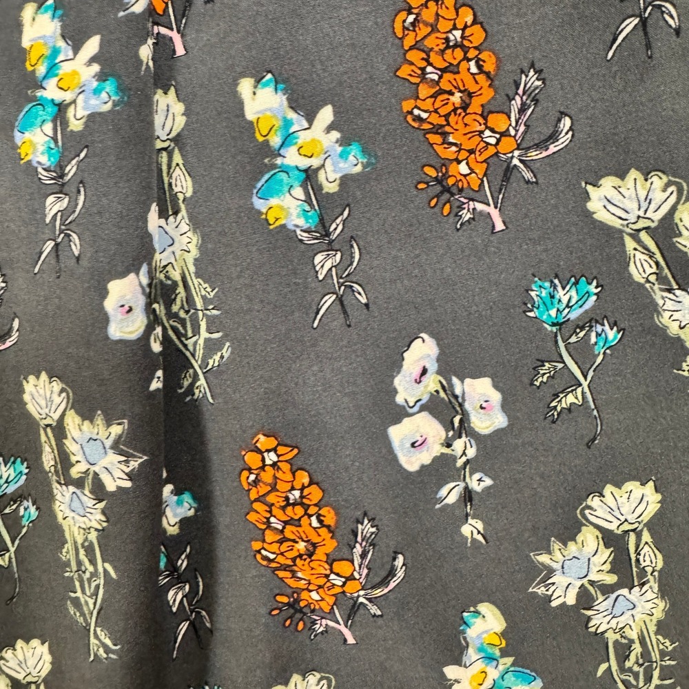 Natural Life Maxi Skirt Womens M Gray Floral Smocked Waist Slit Boho - Picture 3 of 8